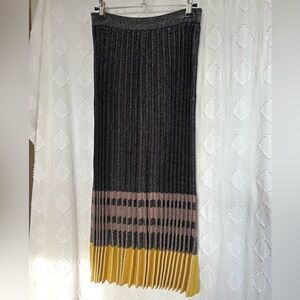 Derek Lam Crosby 10 Black and Gold Pleated Maxi Skirt